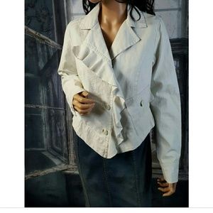 Cabi #325 Ruffled up Ivory waxed jacket